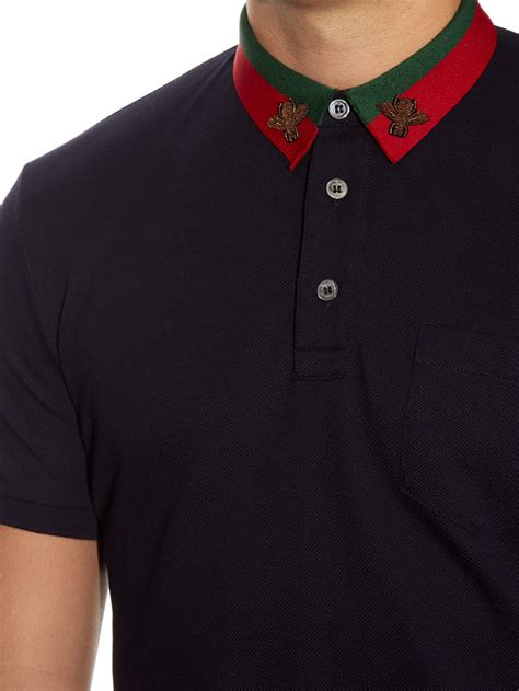 gucci bee polo tee|Gucci bee embroidered polo shirt.